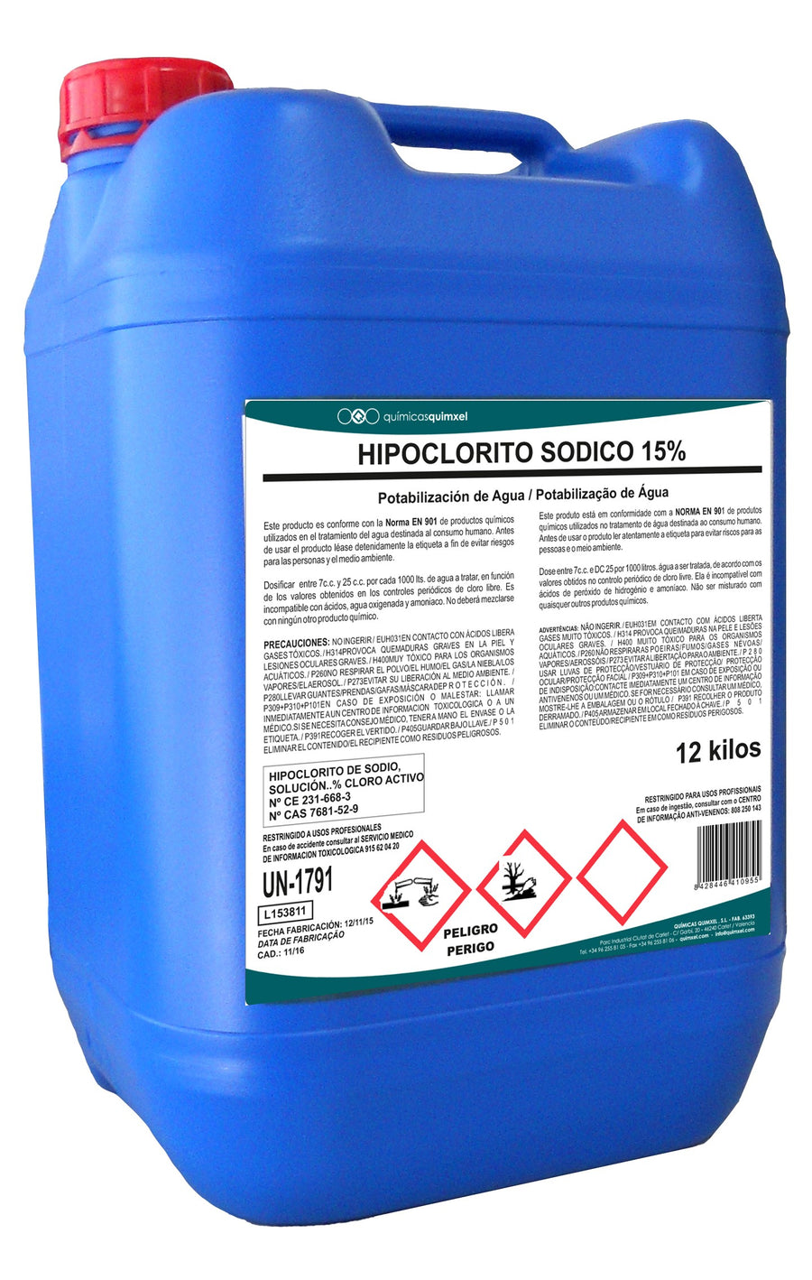 Hipoclorito Sodico 12kg y 24kg